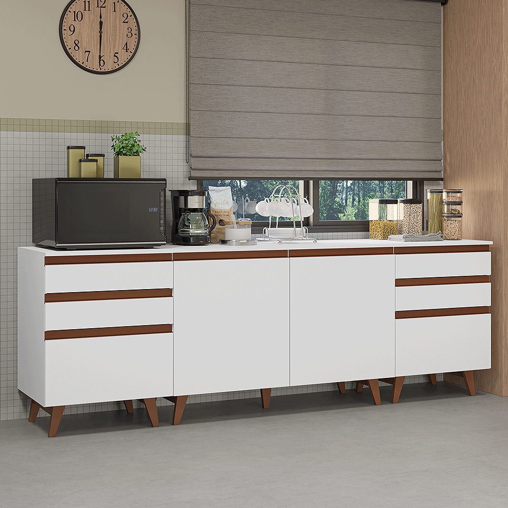 Kit 3 Muebles de Cocina Bajos Reims 2.40 m con Encimera