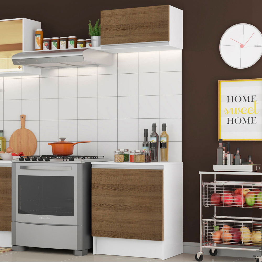Kit Mueble de Cocina Superior y Mueble Bajo Topazio 60 cm Blanco/Marrón Madesa