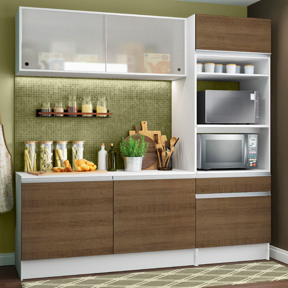 Cocina Integral Topazio Pop 1.80 m con Encimera Blanco/Marrón