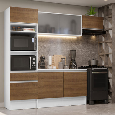 Cocina Integral Topazio 2.40 m con Encimera Blanco/Marrón 01