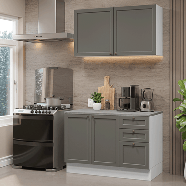 Cocina Integral Vik 1.20 Metros con Encimera Blanco/Gris 01