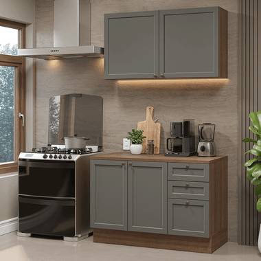 Cocina Integral Vik 1.20 Metros con Encimera Marrón/Gris 01