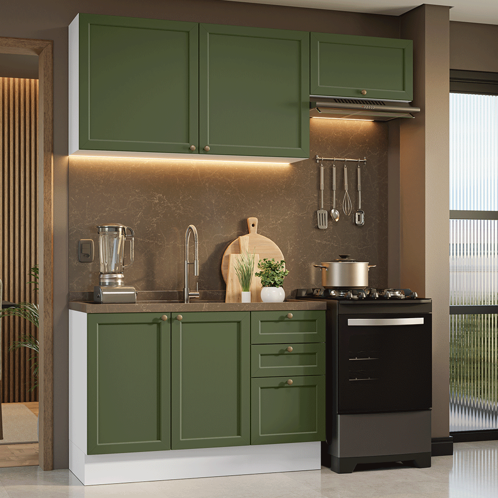 Cocina Integral Vik 1.80 Metros Blanco/Verde 02
