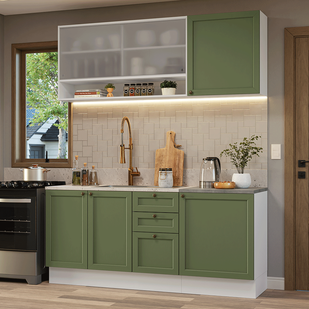 Cocina Integral Vik 1.80 Metros Blanco/Verde 03