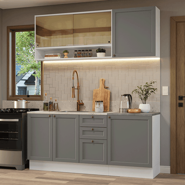 Cocina Integral Vik 1.80 Metros Blanco/Gris 04