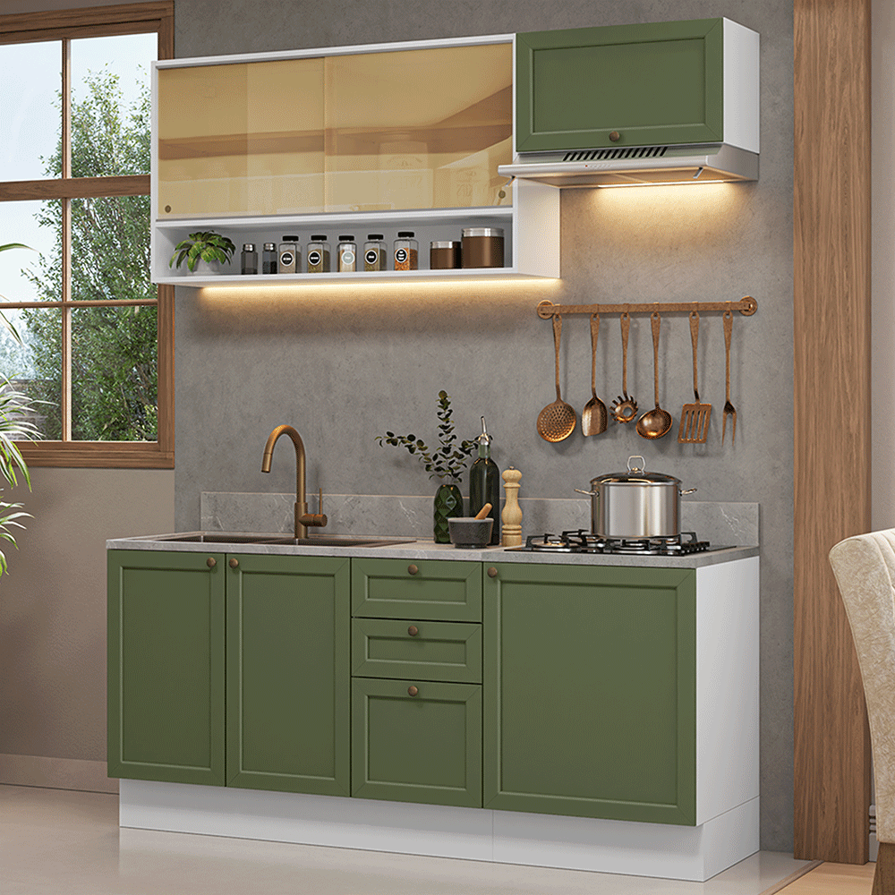 Cocina Integral Vik 1.80 Metros Blanco/Verde 05