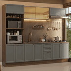 Cocina Integral Vik 2.70 Metros Marrón/Gris 02