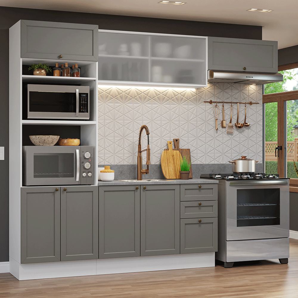 Cocina Integral Vik 2.70 Metros Blanco/Gris 03