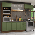 Cocina Integral Vik 2.70 Metros Marrón/Verde 03