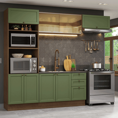 Cocina Integral Vik 2.70 Metros Marrón/Verde 04