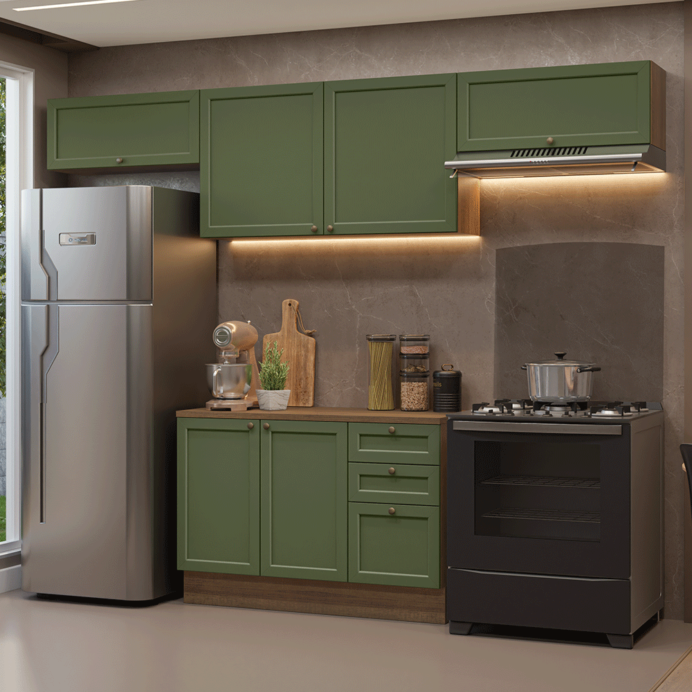 Cocina Integral Vik 2.80 m con Encimera Marrón/Verde 01