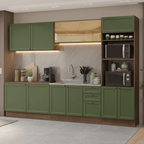 Cocina Integral Vik 3.10 Metros Marrón/Verde 01