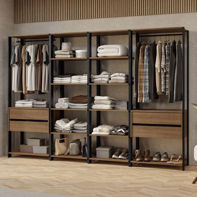 Clóset Modulado Abierto Valencia 258 cm 4 Cajones 14 Niveles Marrón/Negro 02 Madesa