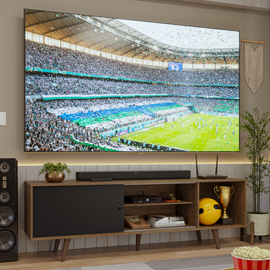 Centro de Entretenimiento Mesa para TV Torino 160 cm Hasta 80 Pulgadas Marrón/Negro Madesa