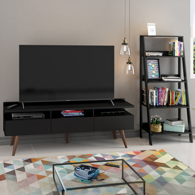 Centro de Entretenimiento para TV Londres 61 cm + Mueble Estante Librero Negro Madesa