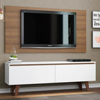 Centro de Entretenimiento para TV Le Mans Mesa y Panel Hasta 55 Pulgadas Blanco/Marrón
