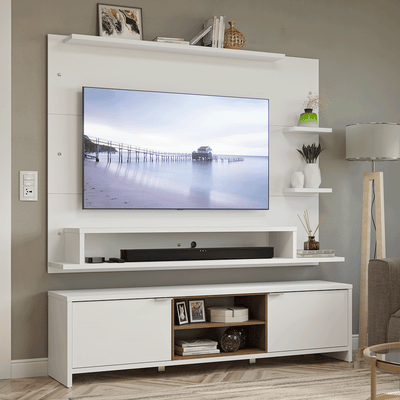 Centro de Entretenimiento para TV Metz Mesa y Panel Hasta 60 Pulgadas Blanco