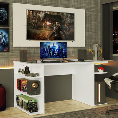 Escritorio Gamer Moderno + Panel para TV Hasta 50 Pulgadas