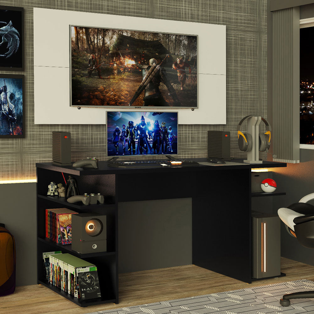 Escritorio Gamer Moderno + Panel para TV Hasta 50 Pulgadas