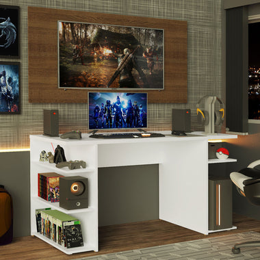 Escritorio Gamer Moderno + Panel para TV Hasta 50 Pulgadas
