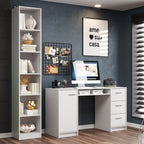 Escritorio de Oficina 173 cm Alaska + Mueble Estante Librero Blanco Madesa