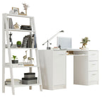 Escritorio de Oficina Alaska 136 cm + Mueble Estante Librero Blanco Madesa