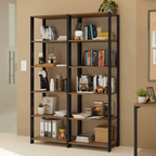 Armário Estante Multiuso para Oficina con 10 Niveles 118 cm Marrón/Negro