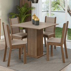 Juego de Comedor Alana con 4 Sillas Marrón/Crema/Beige