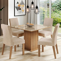 Juego de Comedor Evelin con 4 Sillas - Tablero de Madera y Cristal