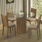 Juego de Comedor Débora con 4 Sillas - Encimera Redonda de Cristal