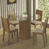Juego de Comedor Débora con 4 Sillas - Encimera Redonda de Cristal