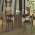 Juego de Comedor Débora con 4 Sillas - Encimera Redonda de Cristal Marrón/Negro