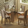 Juego de Comedor Nanda con 4 Sillas - Encimera Redonda de Cristal