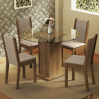 Juego de Comedor Nanda con 4 Sillas - Encimera Redonda de Cristal