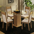 Juego de Comedor Beta con 4 Sillas - Encimera Redonda de Cristal Marrón/Beige Madesa