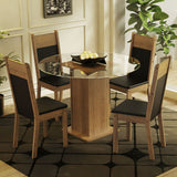 Juego de Comedor Beta con 4 Sillas - Encimera Redonda de Cristal
