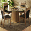 Juego de Comedor Ana con 4 Sillas - Encimera Redonda de Cristal Marrón/Negro