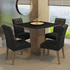 Juego de Comedor Livia Tablero Cuadrado de Madera con 4 Sillas Oxford Madesa