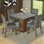 Juego de Comedor Karina con 4 Sillas Marrón/Gris/Plateado