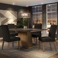 Juego de Comedor Aryeli con 4 Sillas - Tablero de Madera y Cubierta de Cristal Marrón/Negro/Oxford