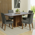Juego de Comedor Avril con 4 Sillas - Tablero de Madera y Cubierta de Cristal Marrón/Gris/Plateado