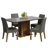 Juego de Comedor Avril con 4 Sillas - Tablero de Madera y Cristal