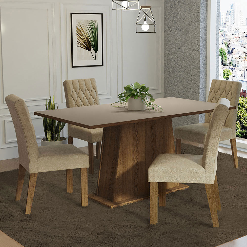 Juego de Comedor Ashley con 4 Sillas Marrón/Crema/Imperial