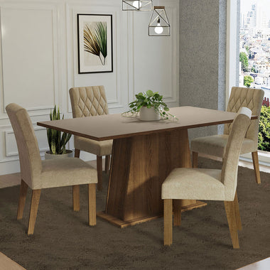 Juego de Comedor Ashley con 4 Sillas Marrón/Crema/Imperial