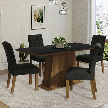 Juego de Comedor Ashley con 4 Sillas Oxford Marrón/Negro/Oxford