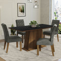 Juego de Comedor Ashley con 4 Sillas Marrón/Negro/Plateado