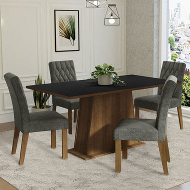 Juego de Comedor Ashley con 4 Sillas Marrón/Negro/Plateado