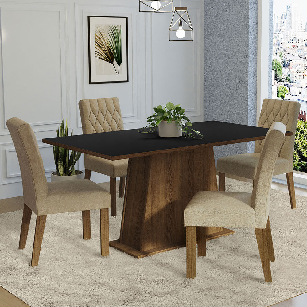 Juego de Comedor Ashley con 4 Sillas Marrón/Negro/Imperial