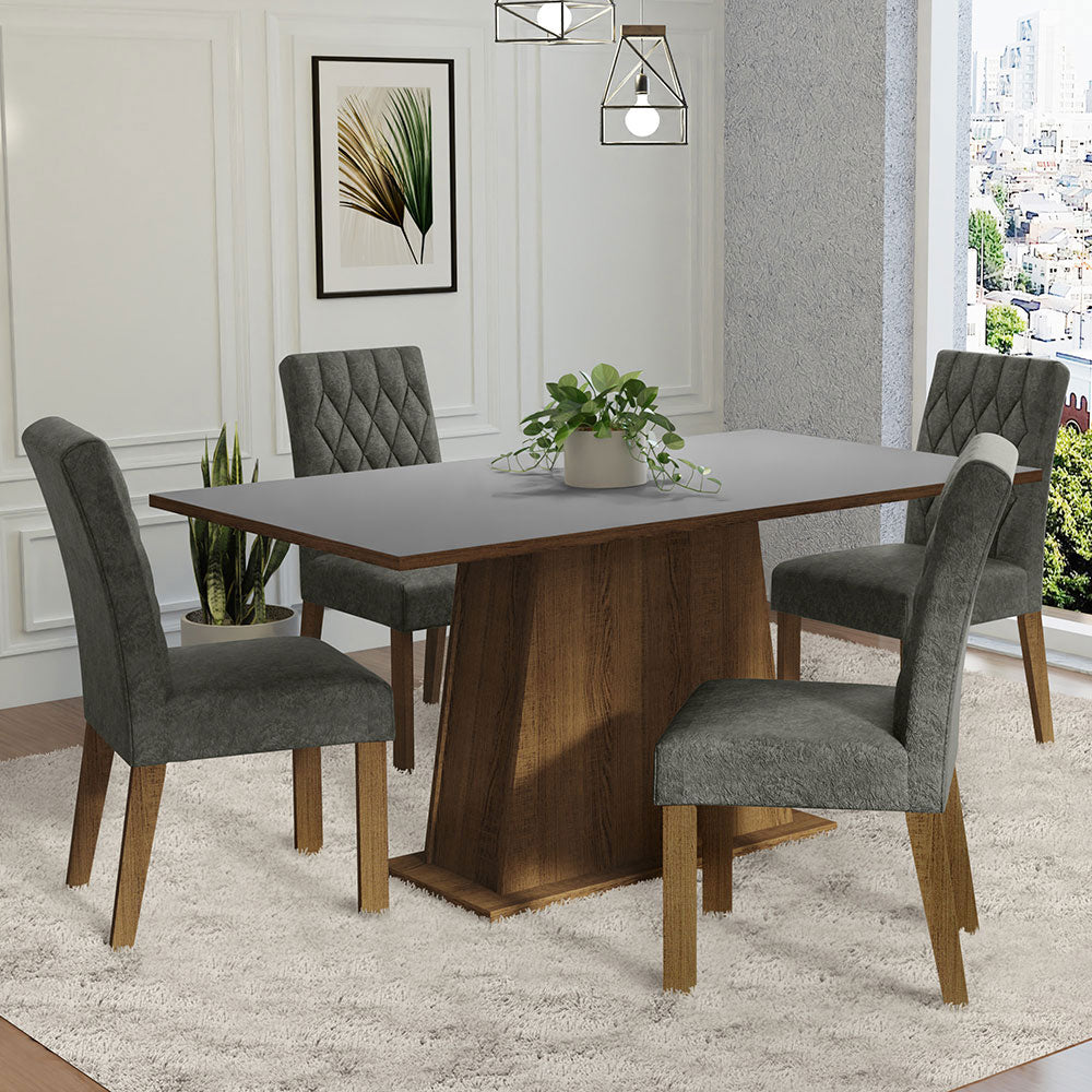 Juego de Comedor Ashley con 4 Sillas Marrón/Gris/Plateado