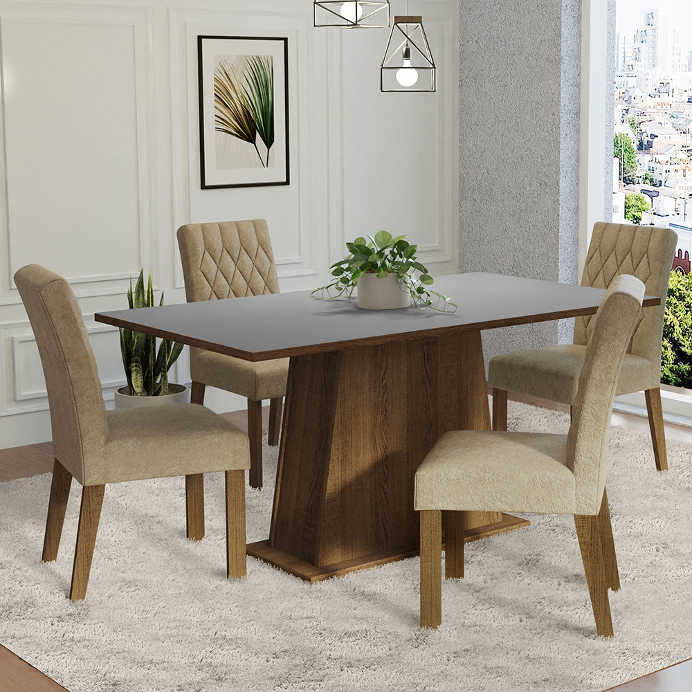 Juego de Comedor Ashley con 4 Sillas Marrón/Gris/Imperial